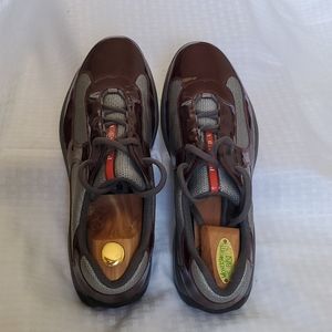 Prada Men's Athletic Maroon Shoes
